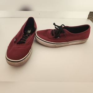 VANS Burgundy Lace Up Low Top Shoes